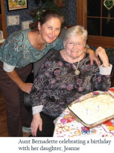 Aunt Bernadette celebrating a birthday with her daughter, Jeanne