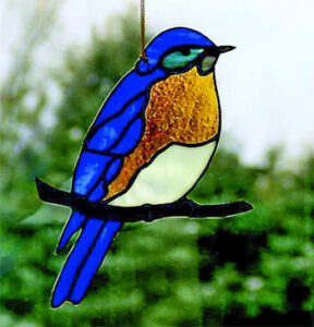 A stained glass bluebird for Susanna’s mom