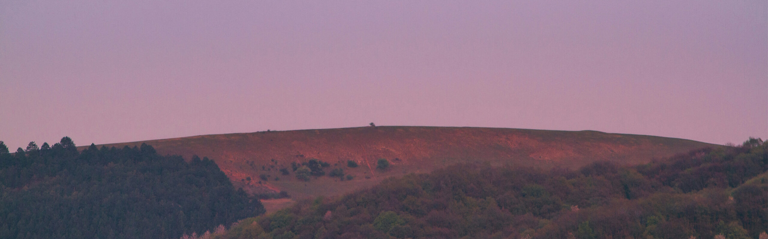 Green mountain during the night time.
