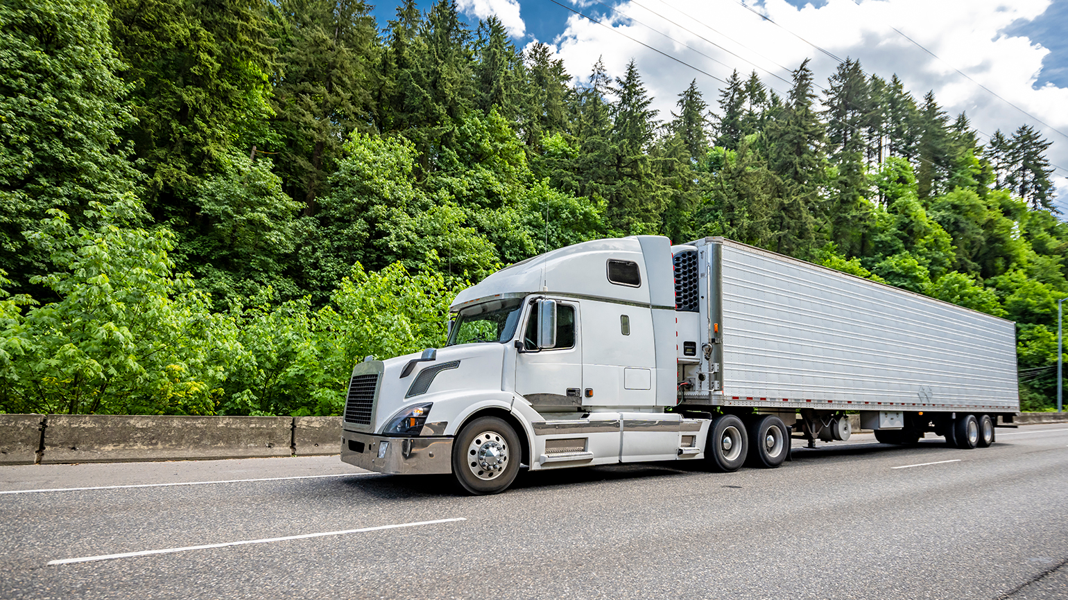 A semi-truck on the highway