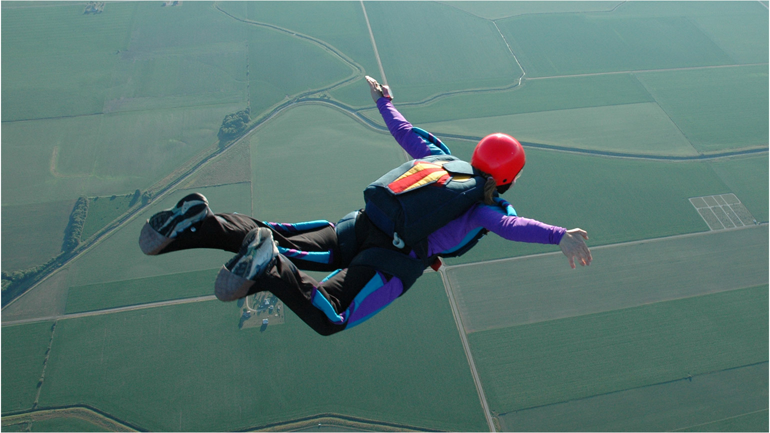A woman skydiving
