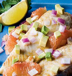 Dinner recipes: Fish with Grapefruit, Avocado and Purple Onion Salsa