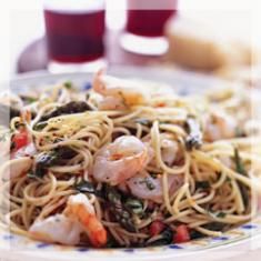 Pasta Recipe with Spaghetti, Shrimp and Vegetables