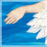 Heavenly angel reaches out hand