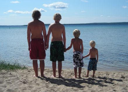 The Eliasen boys at Higgins Lake