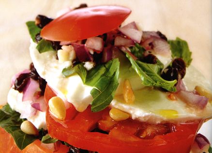 Salad recipes: Tomato Stack with Pine Nuts and Mozzarella
