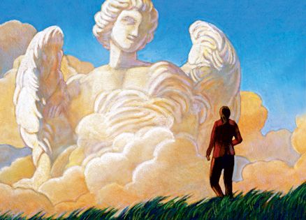 An artist's rendering of an angelic cloud formation