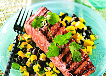 Salmon with Black Bean Salsa