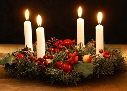 Advent wreath with candles symbolizing Christmas.