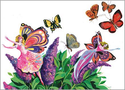 An artist's rendering of a butterfly bush