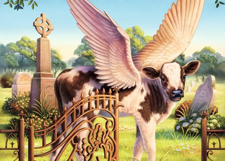 An artist's rendering of an angelic cow
