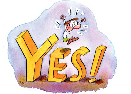 Humorous artist's rendering of the word 'Yes!'