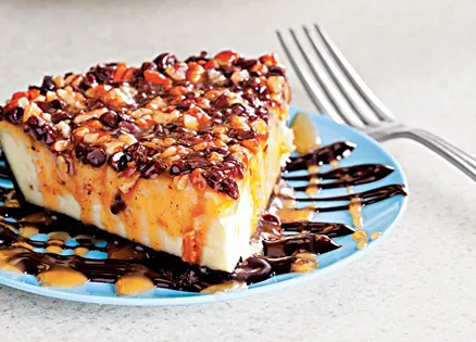 A slice of Elizabeth's Turtle Cheesecake