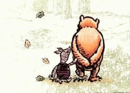 Piglet and Pooh walking and talking together