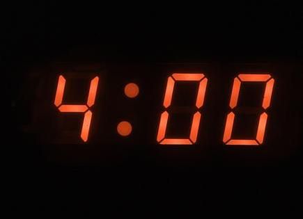 alarm clock showing 4 am