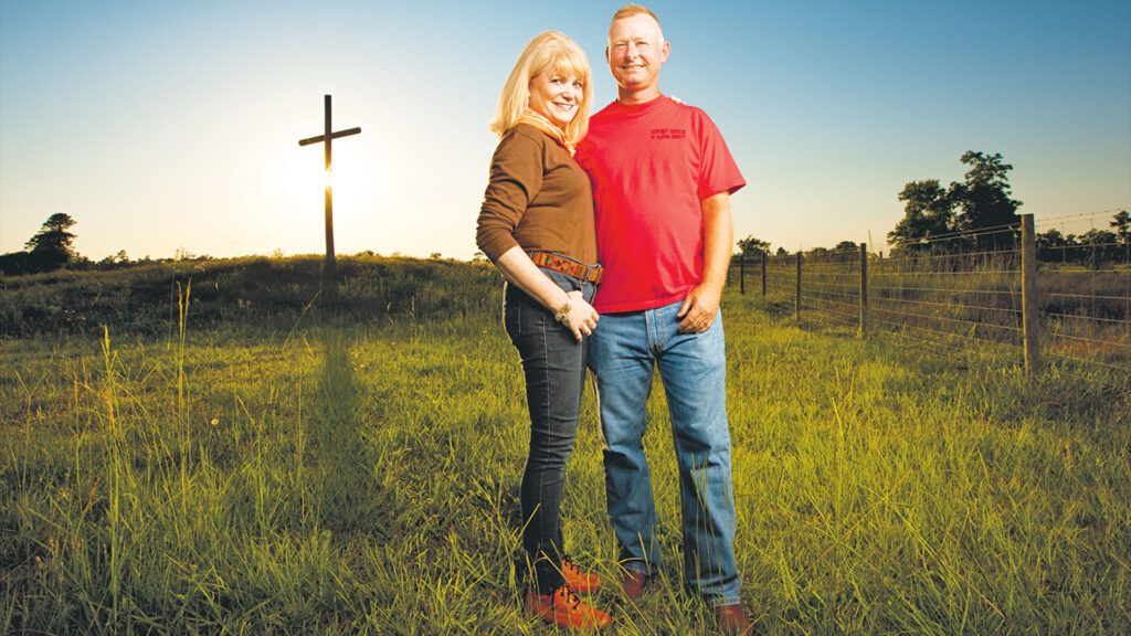 Sherrill and husband Jimmie on the grounds of the Cowboy Church of Orange; photo by Robert Seale