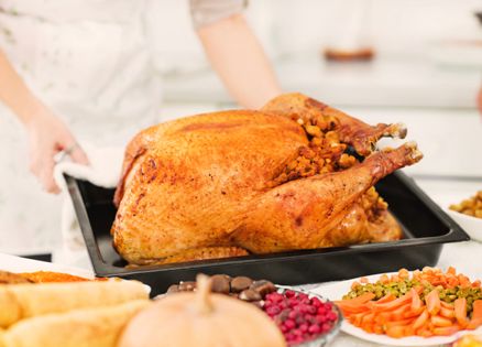 A Thanksgiving turkey with side dishes