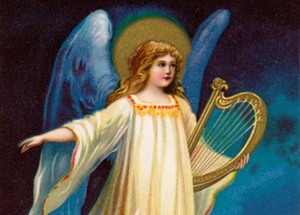 an angel with a harp