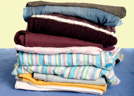 A stack of clean, folded laundry