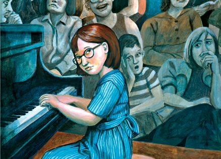 An artist's rendering of young Roberta at the piano