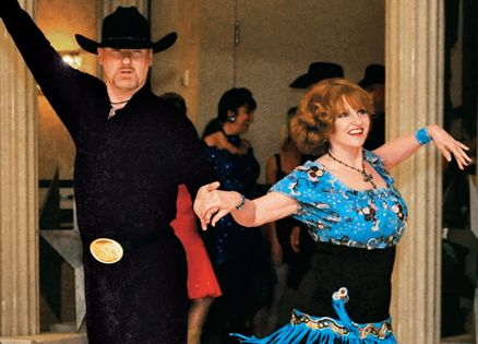 Merry Keller and her dance partner, Bob Clanton, keep in sync.