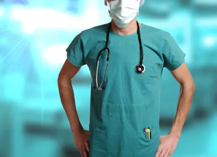 surgeon dressed in scrubs