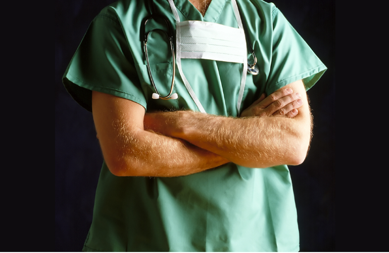 physician in scrubs
