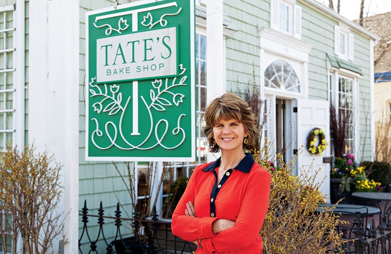 Kathleen King in front of Tates Bake Shop