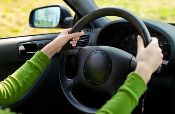 woman driving car