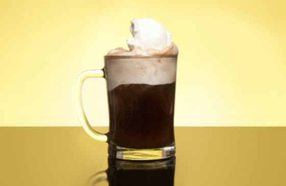 close-up of a root beer float