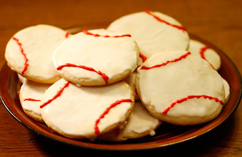 A plate of baseball cookies
