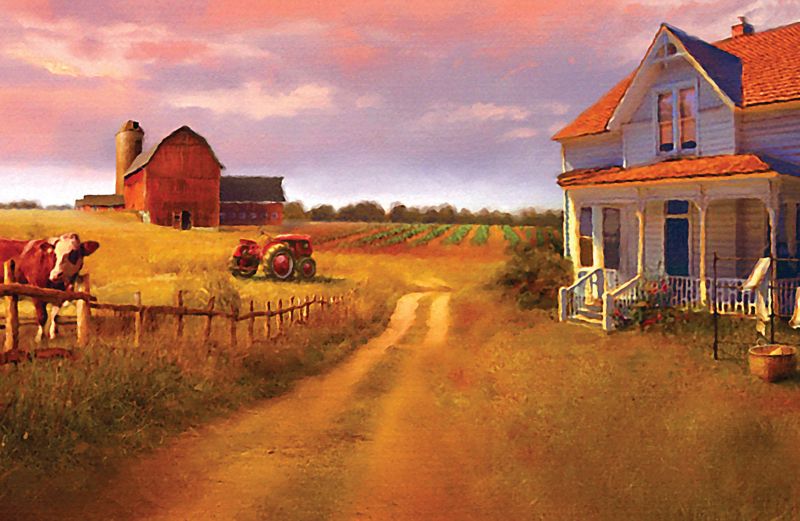 A peaceful farm scene on the cover of Before the Dawn