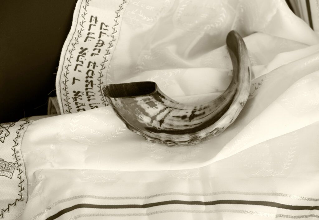 The Shofar (ram's horn) is blown during services on Yom Kippur.