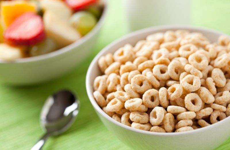 close-up of cereal.