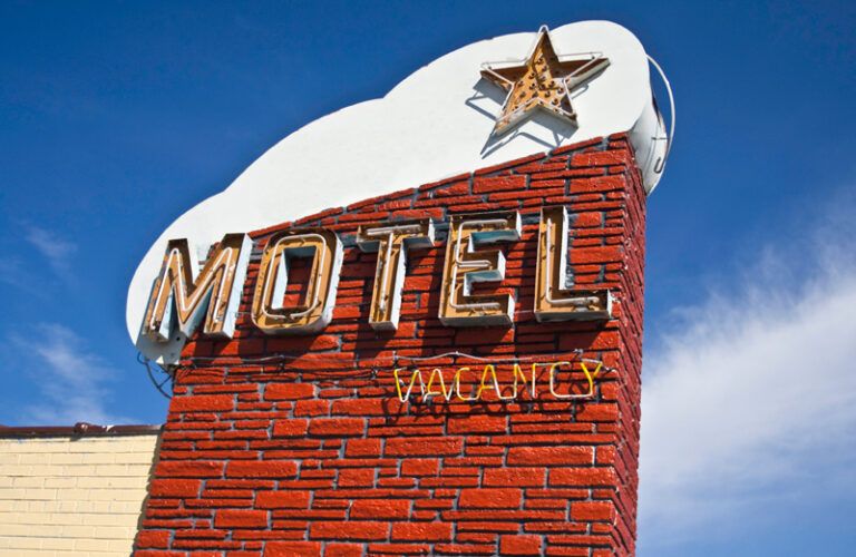 A sign for a roadside motel