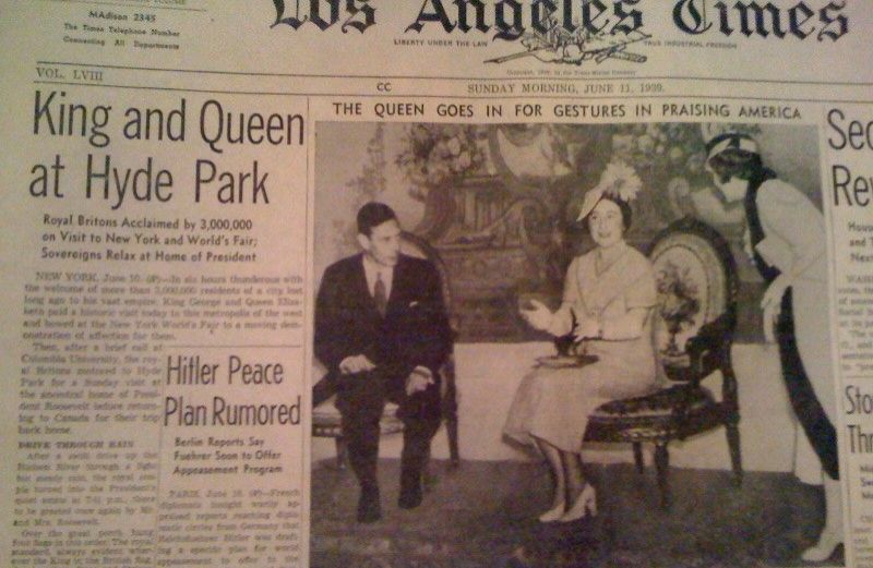 The front page of the "Los Angeles Times" from June 11, 1939
