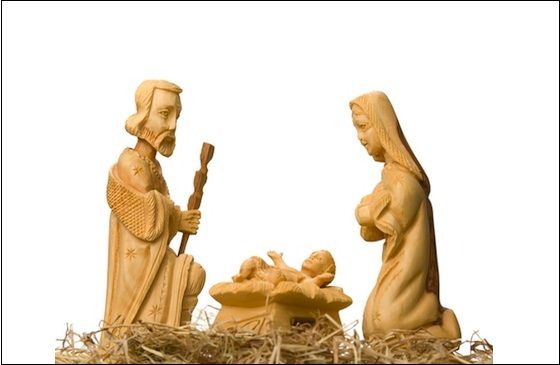 wooden carved nativity