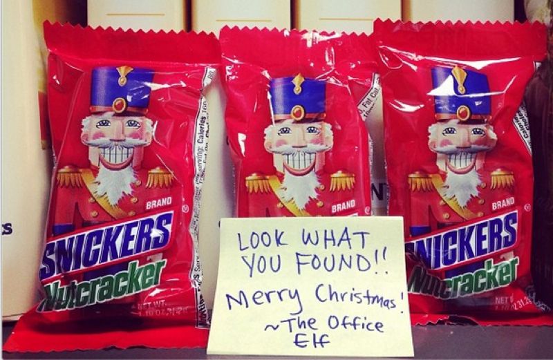 The Mysterious Ways Christmas "office elf" leaves treats for whoever finds them