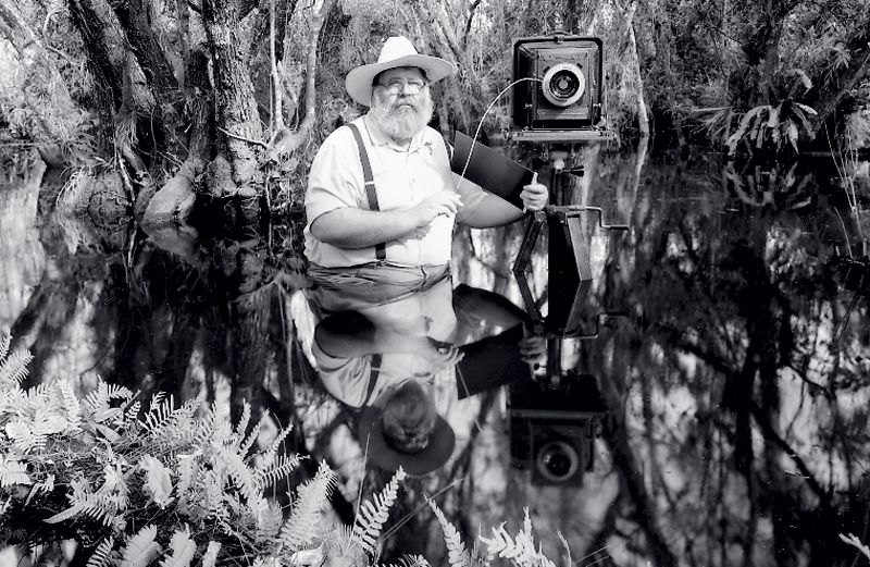 Clyde Butcher with his camera in the Everglades