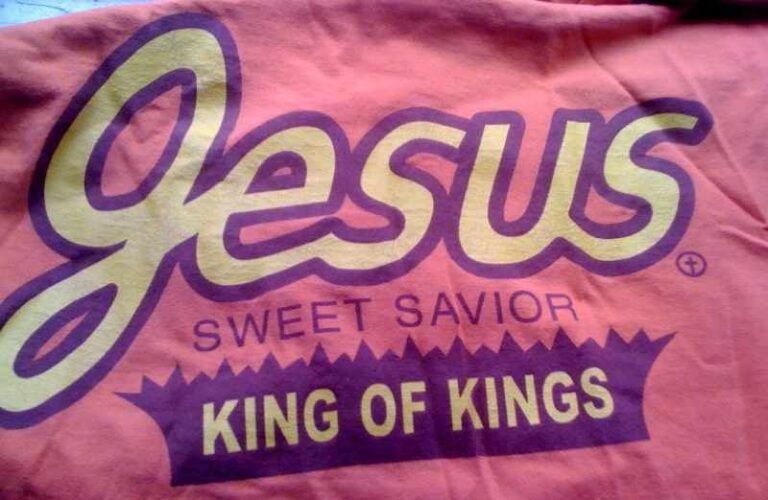 T-shirt with the words, "Jesus, Sweet Savior, King of Kings"