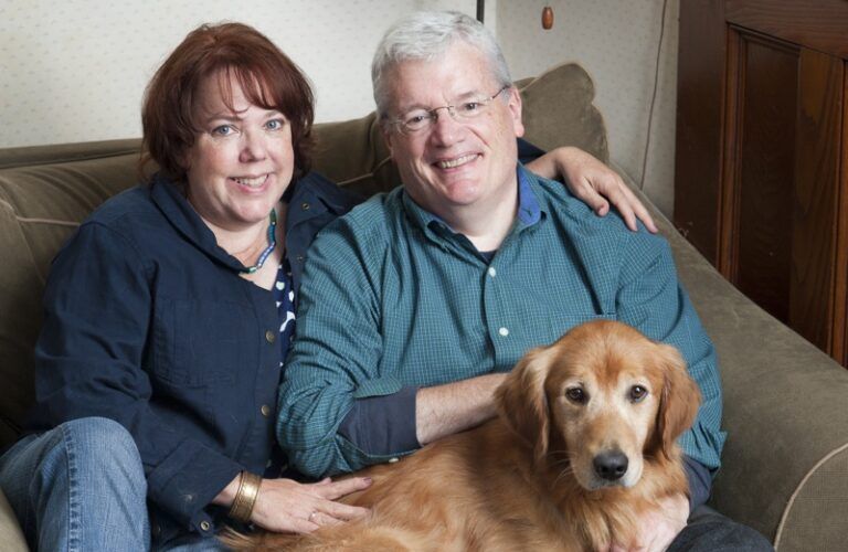 Peggy Frezon, her husband, Mike, and their dog Ike