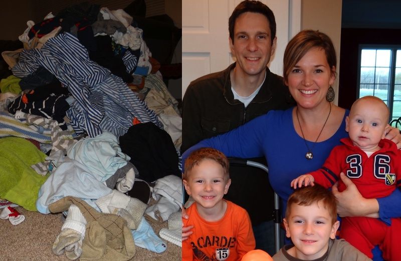 Blogger and author Rachel Gerber, her family and a mountain of laundry