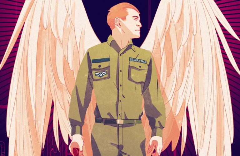 An artist's rendering of an airman angel ready to fix the boiler