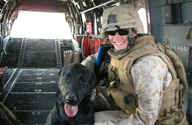 Outreach Ministries blogger Edie Melson's Marine son, Jimmy, and dog Seger