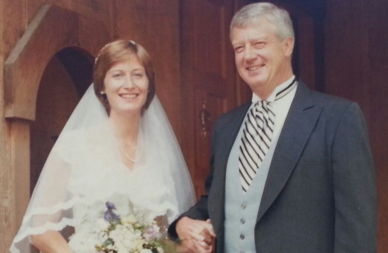 "Miracle Chaser" Katie Mahon with her father on her wedding day
