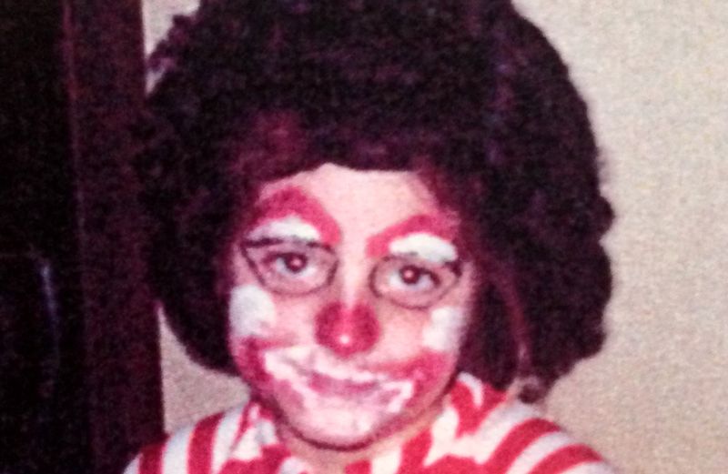 Inspirational Stories blogger Michelle Adams dressed up as Bozo the Clown