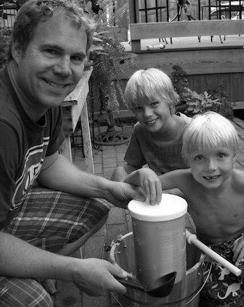 Blogger Shawnelle Eliasen's husband and sons waiting for ice cream