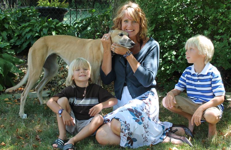 Shawnelle, her sons and her dog