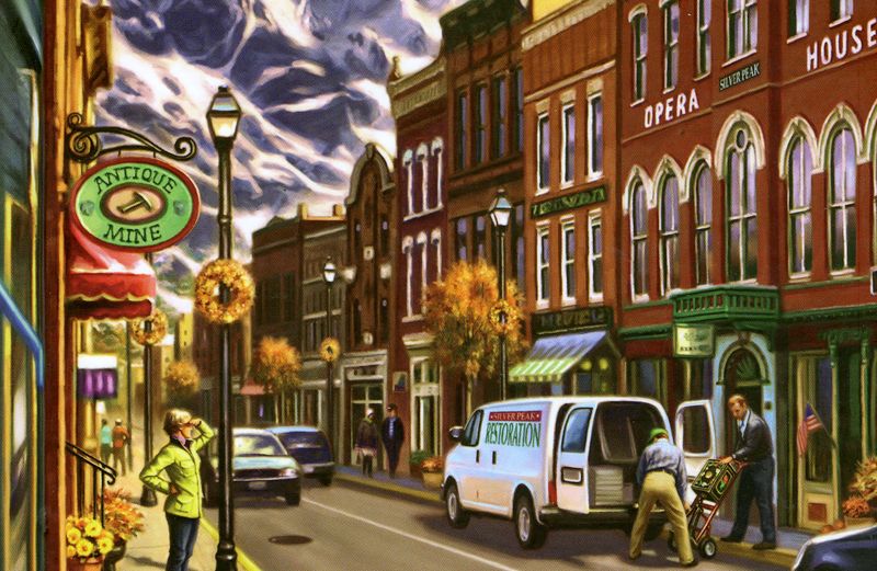 An artist's rendering of Silver Peak's Main Street