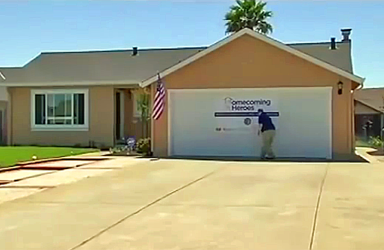 Citizens of Solano county set up a welcome sign for veteran's new home.